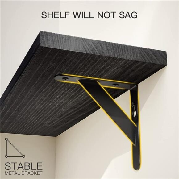 Corner Shelves Wall Mounted Set of 3, Rustic Wood Wall Shelves for Bedroom - Picture 4 of 6